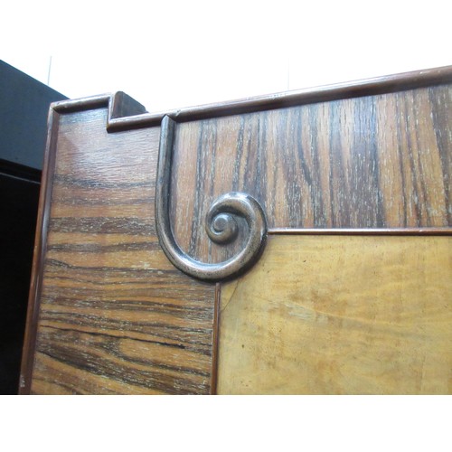 336 - An Art Deco figured walnut three door Wardrobe fitted drawers and slides to the one section, 6ft 2in... 