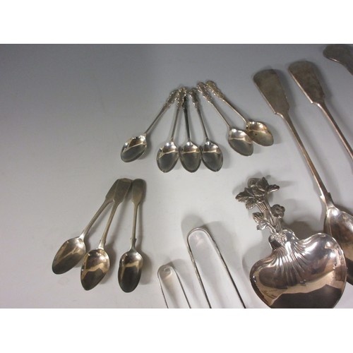 280 - A set of six silver Tea Spoons, three fiddle pattern Tea Spoons. various silver and plated Souvenier... 