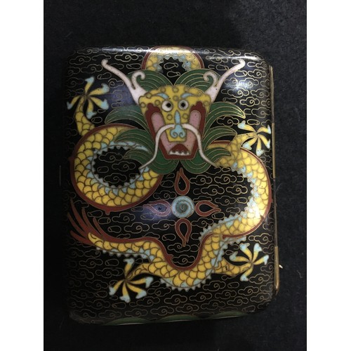 263 - Five pieces of 19th Century Cloisonne including four Vases, 3 3/4 to 2 1/4in H and a Cigarette Case,... 