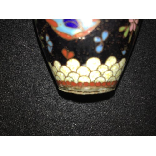 263 - Five pieces of 19th Century Cloisonne including four Vases, 3 3/4 to 2 1/4in H and a Cigarette Case,... 