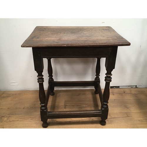 786 - An late 17th or early 18th Century oak Side Table with three piece moulded top mounted upon turned b... 