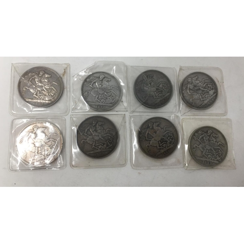 56 - Victoria Crowns, Jubilee Head, 1887, 1888, 1889 x 3, 1890 x 2 and 1892 (8)