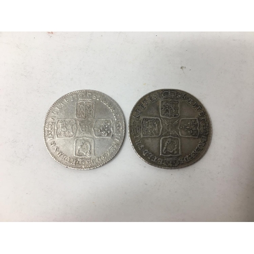 80 - George II Shillings 1751 and 1758 (2)