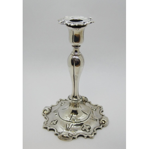 133 - A Victorian silver Taperstick on baluster column and shaped circular base, Sheffield 1845, 4 1/2in, ... 