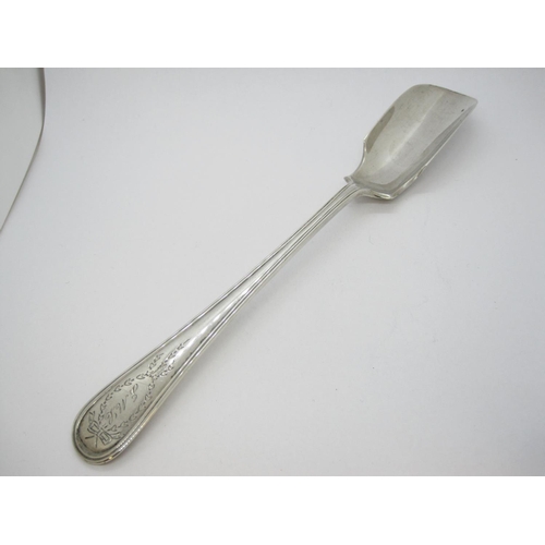 135 - A sterling silver Stilton Scoop thread pattern engraved initials.