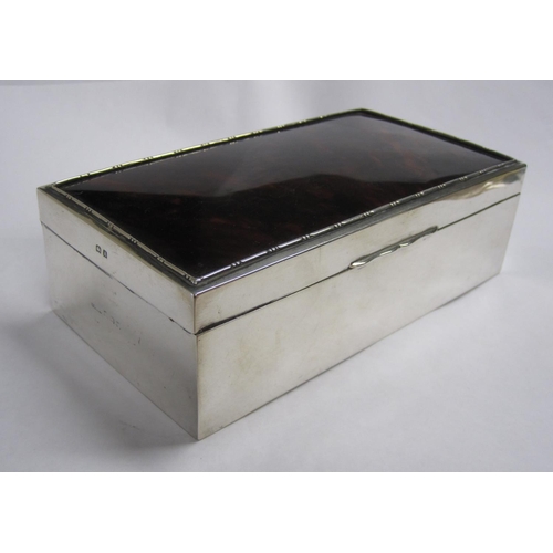 152 - A George V silver Cigarette Box with inset tortoiseshell lid, Birmingham 1925, 6 1/2 in.