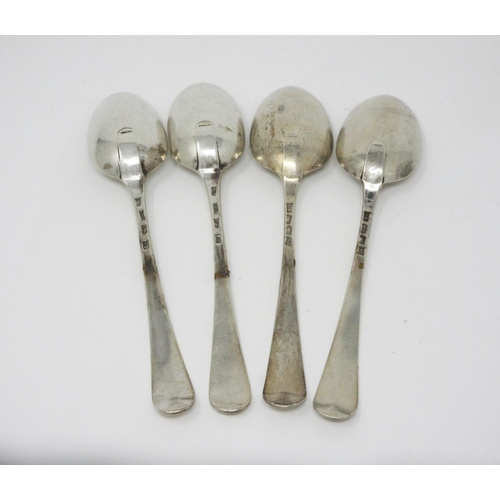 160 - Two pairs of George III silver Table Spoons, old English pattern, engraved initials, London 1774 and... 