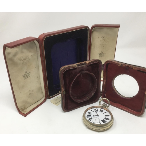 181 - A Victorian silver mounted Travelling Clock Case with scroll embossing and presentation inscription,... 