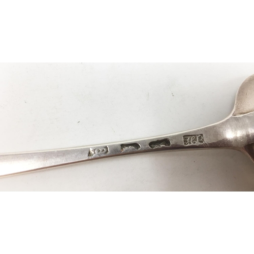 202 - A pair of George III silver Table Spoons old English pattern, London 1771, maker: Hester Bateman.