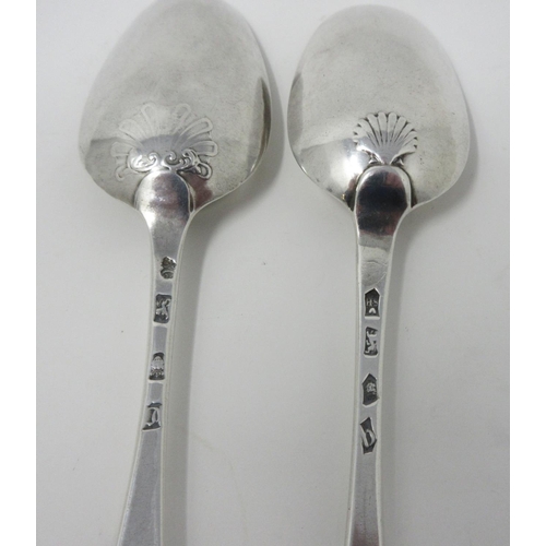 229 - A George II silver Table Spoon, Hanoverian pattern, engraved initials CM 1740, scallop pattern back,... 