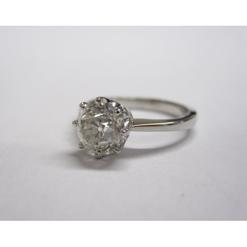 343 - A Diamond single stone Ring, claw-set old-cut stone, 1.85cts, in platinum, ring size M.