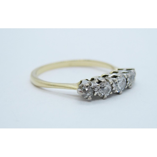 373 - A Diamond five stone Ring, claw-set graduated old-cut stones, ring size K-K ½