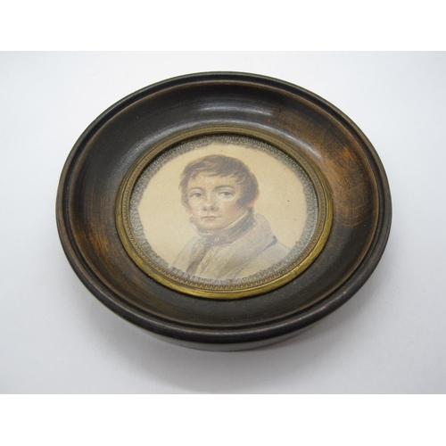 426 - An early 19th Century pastel painted Miniature of young gentleman in gilt metal and wooden frame, 3 ... 