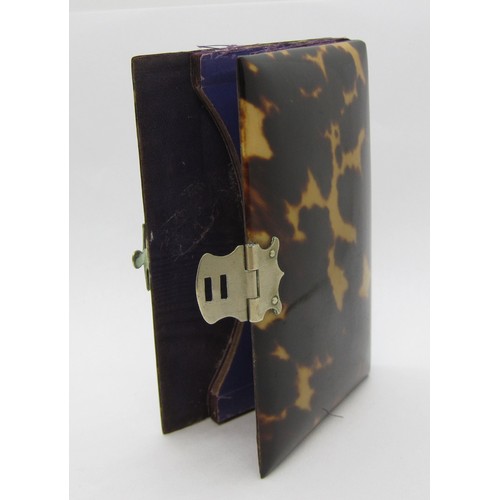 432 - A tortoiseshell Card Case with numerous interior divisions.