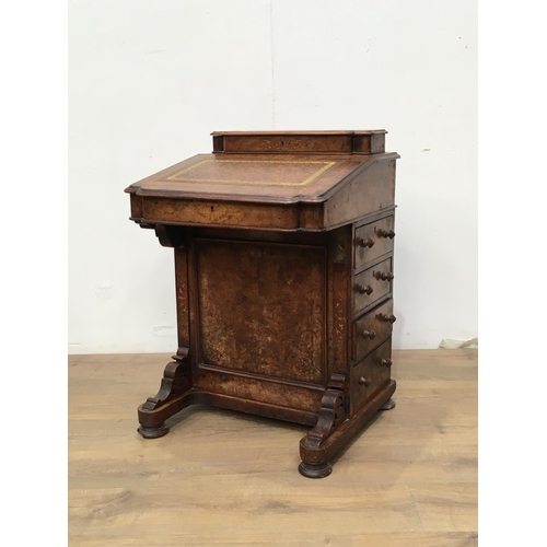 789 - A Victorian walnut and inlaid Davenport the hinged lid with leather inset writing surface and fitted... 