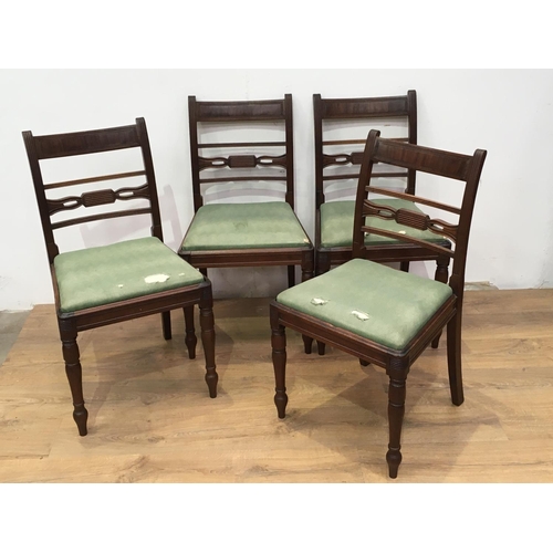 792 - A set of four 19th Century mahogany Dining Chairs on turned supports 2ft 9in H