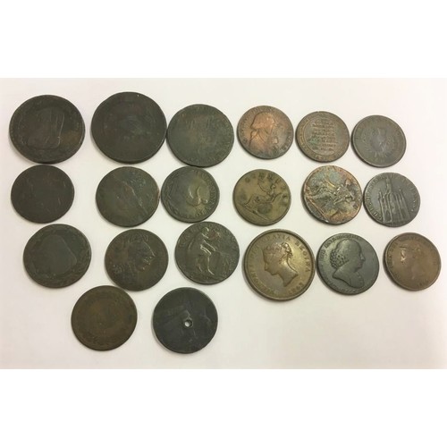 39 - A Collection of mainly trade Tokens, to include 1797 Leith Half Penny, 1811 Bristol Penny, Hackingto... 