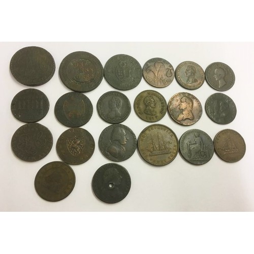 39 - A Collection of mainly trade Tokens, to include 1797 Leith Half Penny, 1811 Bristol Penny, Hackingto... 