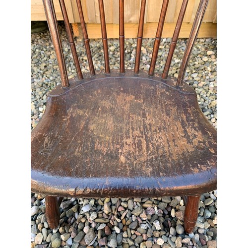 89 - A 19th Century American hoopback child's Chair on simulated bamboo supports, bearing label to unders... 