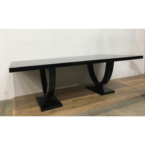 469 - A modern black lacquered Dining Table designed by Jonathan Sainsbury 7ft 6in L x 2ft 7in H