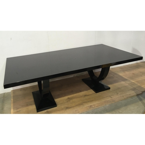 469 - A modern black lacquered Dining Table designed by Jonathan Sainsbury 7ft 6in L x 2ft 7in H