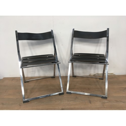 758 - A pair of Hulsta chrome folding Chairs