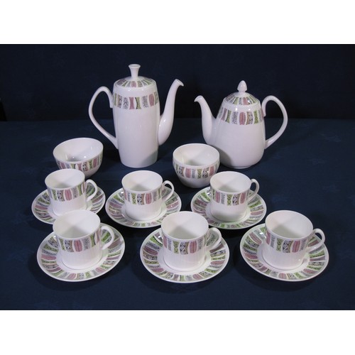 310 - A Shelley 'Cleopatra' Coffee Service c.1960 having stylised pink, green and grey border, 18 pieces.