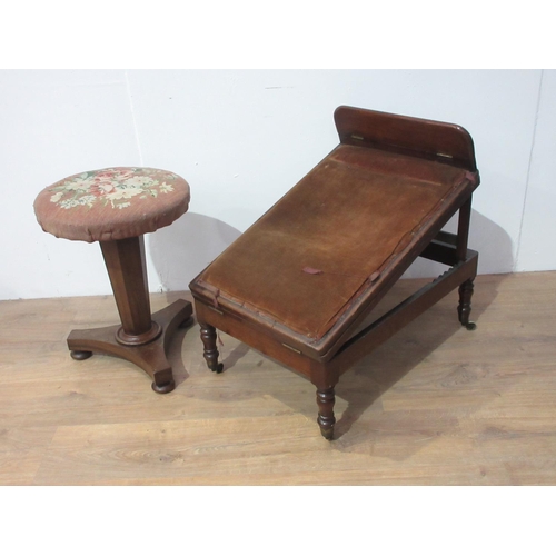 107 - A 19th Century mahogany revolving Piano Stool on hexagonal column with needlwork seat 1ft 7in H and ... 