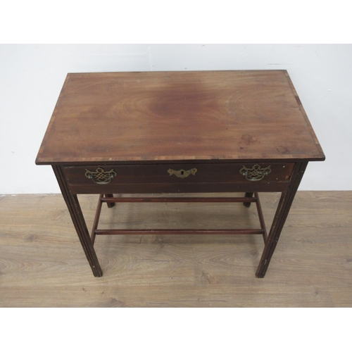 122 - A 19th Century mahogany Side Table fitted single drawer mounted upon chamfered supports 2ft 5in W x ... 