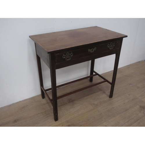 122 - A 19th Century mahogany Side Table fitted single drawer mounted upon chamfered supports 2ft 5in W x ... 