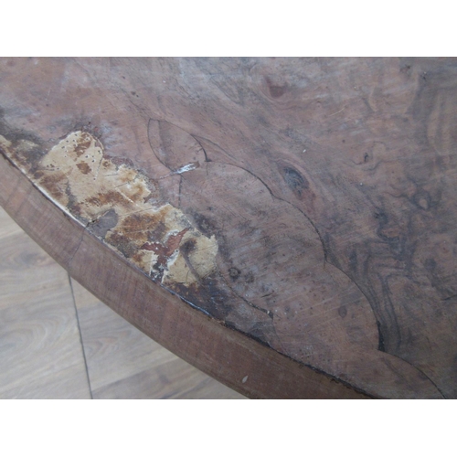 123 - A Victorian walnut veneered oval Breakfast Table on leafage carved supports 4ft 8in W x 2ft 4in H A/... 