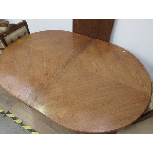 142 - An oak extending Dining Table with spare leaf 6ft 7in L x 2ft 6in H and six Victorian Dining Chairs ... 