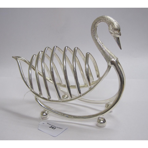 243 - A silver plated Toast Rack formed as a swan, 6 1/2 in H.