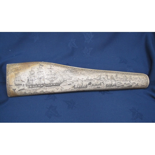 247 - A reproduction resin Scrimshaw depicting whaling