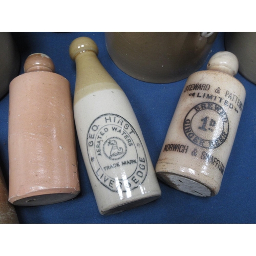 25 - A quantity of stoneware including four Flagons, a Barrel, four Jars, a Pickle Jar, Salt Jar and Suga... 