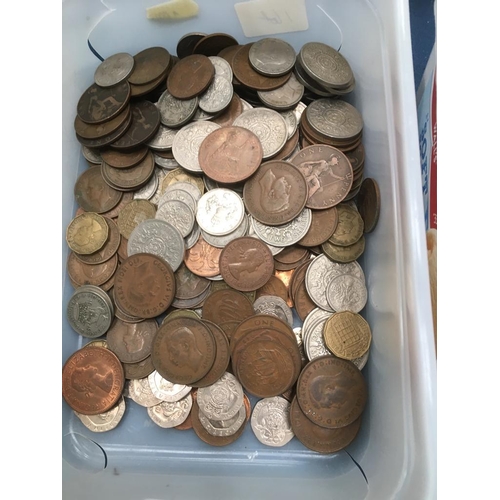 282 - A box of coins including commemorative Crowns