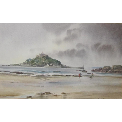 343 - ASHTON CONNELL. 'Approaching Rain, St Michael's Mount', signed, watercolour, 14 1/2 x 21 in. Provena... 