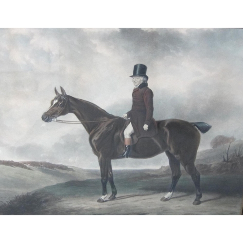 351 - W.GILLEN AFTER ABRAHAM COOPER. Daniel Haigh on horseback, colour mezzotint, with inscription on labe... 