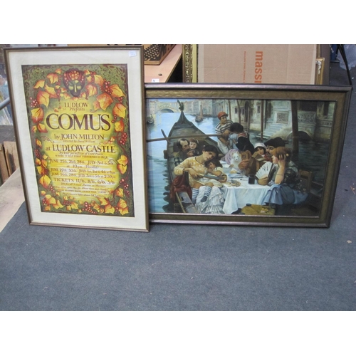 362 - A framed poster for the production of 'Comus' by John Milton at Ludlow Castle, after a design by Jan... 