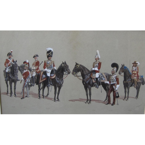 371 - RICHARD SIMKIN. Studies of Horse Guards and Life Guards, 1650-1903, signed, watercolour, 10 x 16 1/4... 