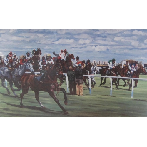 373 - AFTER M.L. UPTON. The Martell Grand National 1999, colour reproduction, signed, Pl. 15 x 22 in;  a l... 