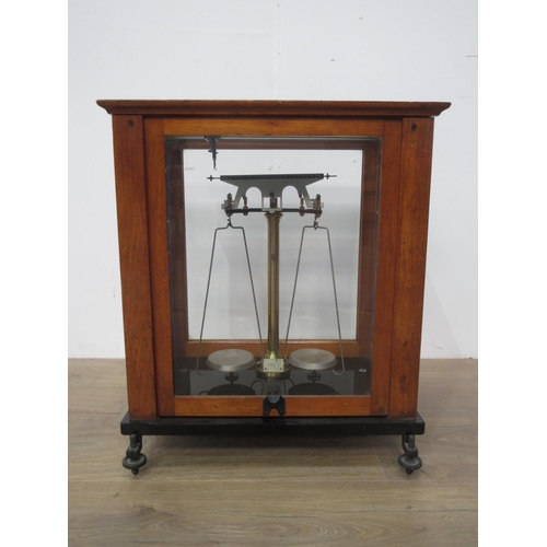 380 - A set of Balance Scales in mahogany and glazed case