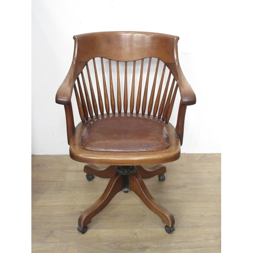 389 - An Edwardian mahogany revolving Office Chair 2ft 9 1/2in H