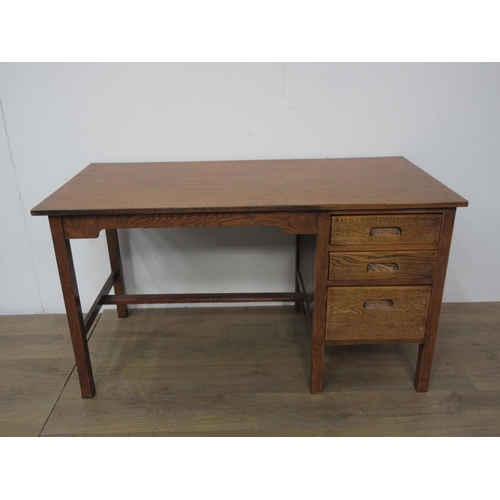 431 - A 20th Century oak Desk fitted three drawers 4ft 6in W x 2ft 5in H