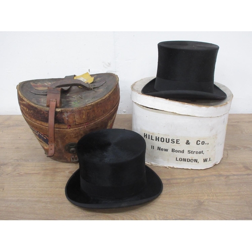 433 - A Scott & Co black silk Top Hat in leather box and a Christy's black Top Hat in card box