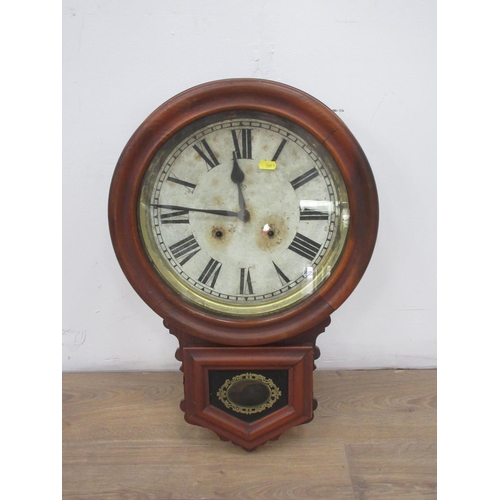 441 - A Victorian walnut framed Wall Clock 2ft H