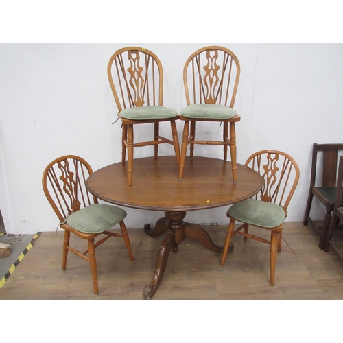 444 - A modern pine oval BreakfastTable 4ft 5in W x 2ft 6in H and four Kitchen Chairs