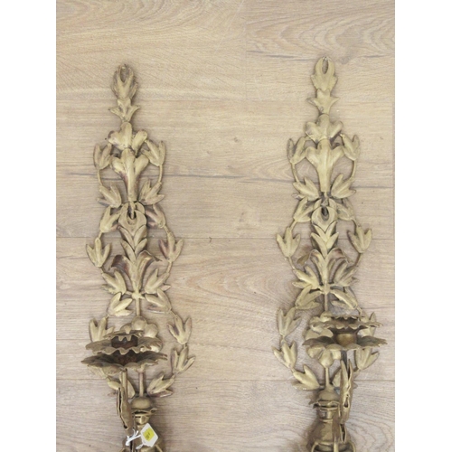 461 - Two gilt painted metal leafage design Wall Sconses 2ft 4in