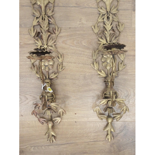 461 - Two gilt painted metal leafage design Wall Sconses 2ft 4in