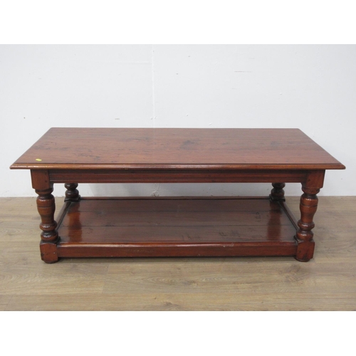 466 - A reproduction hardwood Coffee Table 4ft W x 1ft 5in H